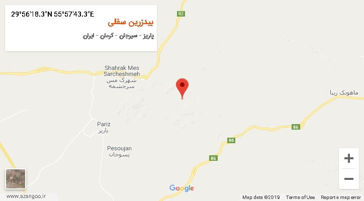 روستای بیدزرین سفلی بر روی نقشه