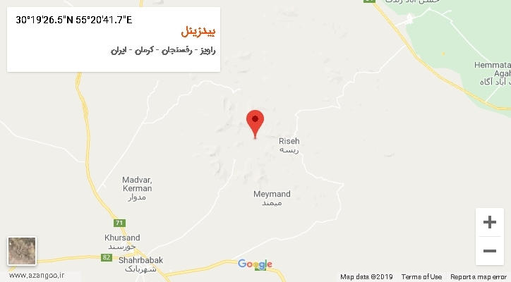 روستای بیدزینل بر روی نقشه
