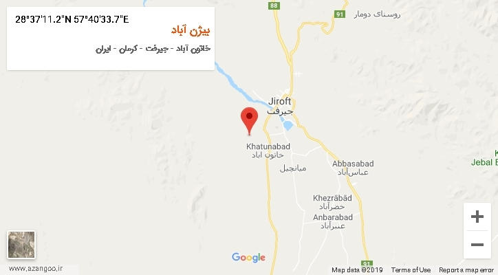 روستای بیژن آباد بر روی نقشه