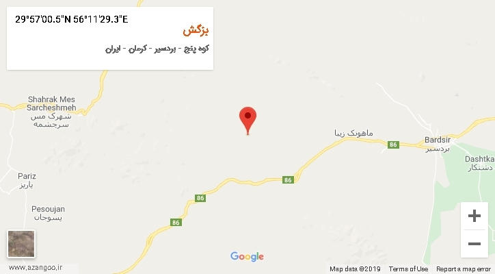 روستای بزگش بر روی نقشه