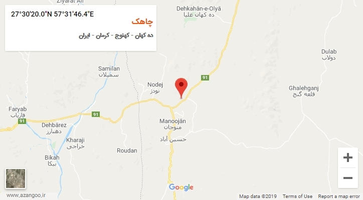 روستای چاهک بر روی نقشه