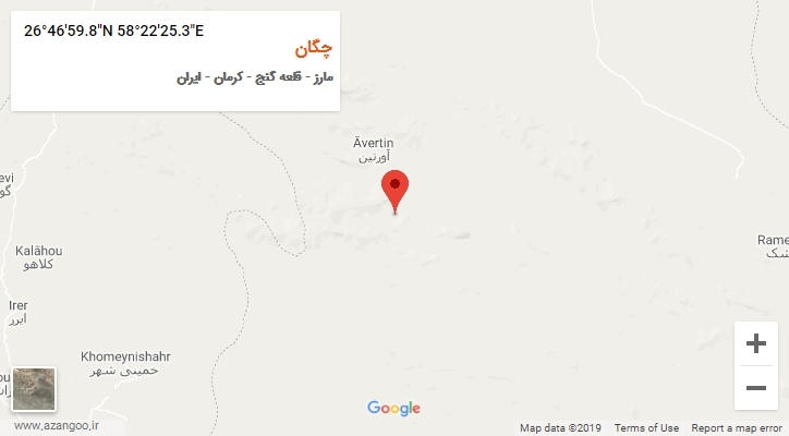روستای چگان بر روی نقشه