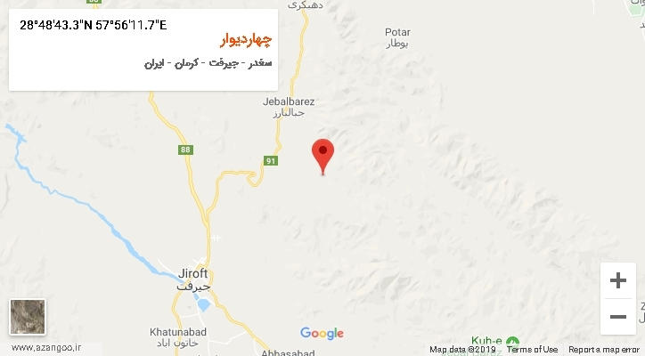 روستای چهاردیوار بر روی نقشه