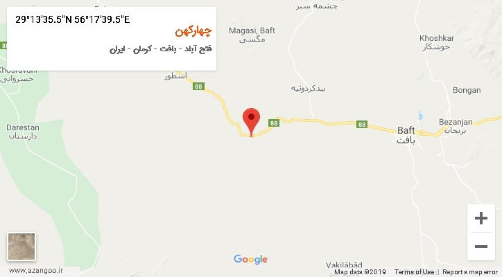 روستای چهارکهن بر روی نقشه
