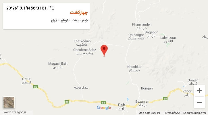 روستای چهارکشت بر روی نقشه