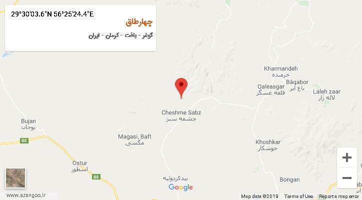 روستای چهارطاق بر روی نقشه