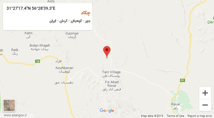 روستای چکاد بر روی نقشه