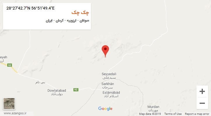روستای چک چک بر روی نقشه