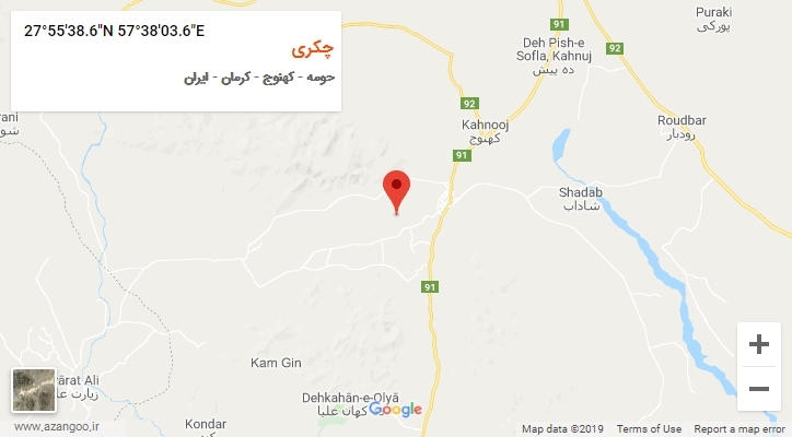 روستای چکری بر روی نقشه
