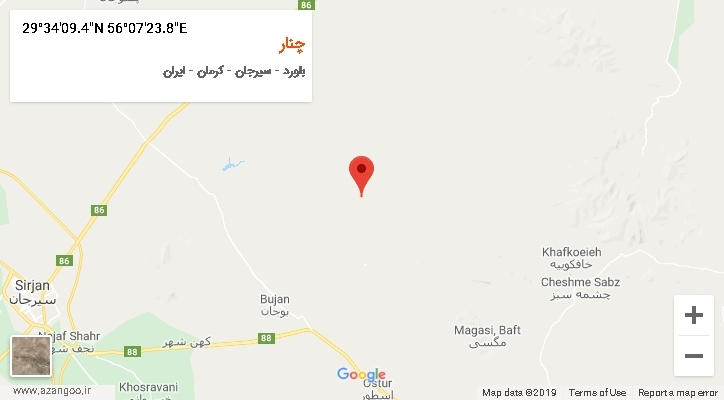 روستای چنار بر روی نقشه