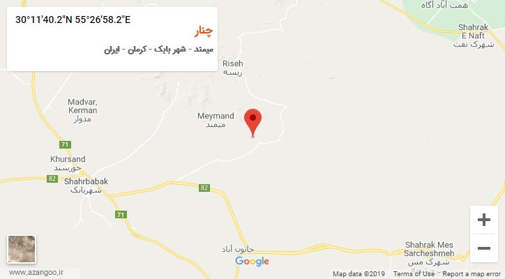 روستای چنار بر روی نقشه