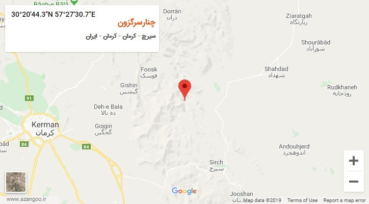 روستای چنارسرگزون بر روی نقشه