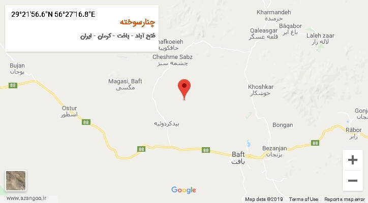 روستای چنارسوخته بر روی نقشه
