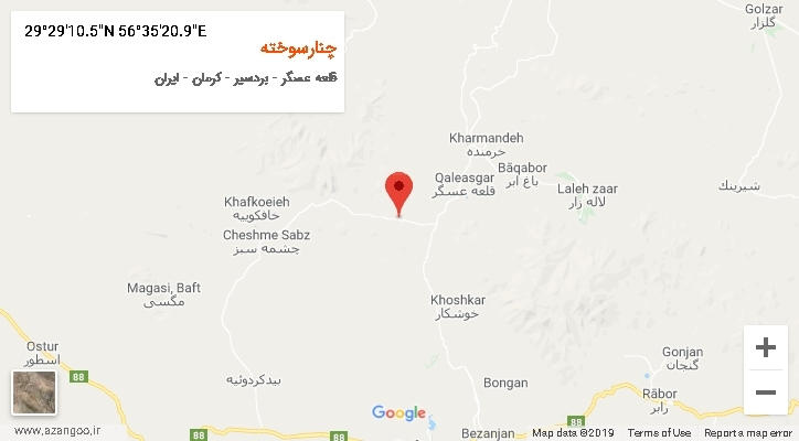 روستای چنارسوخته بر روی نقشه