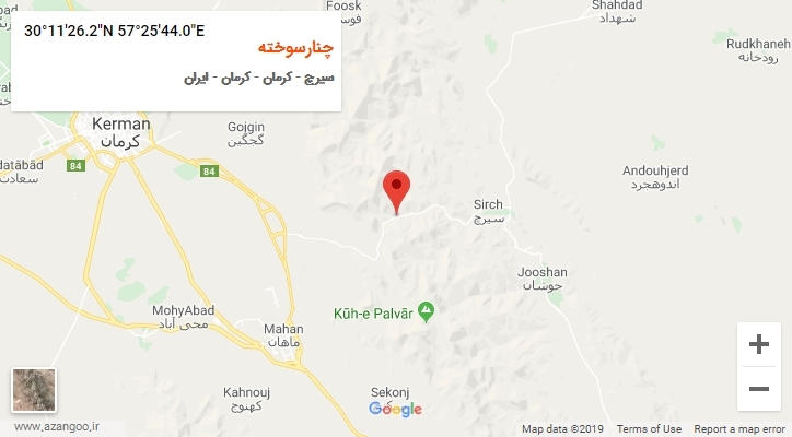 روستای چنارسوخته بر روی نقشه