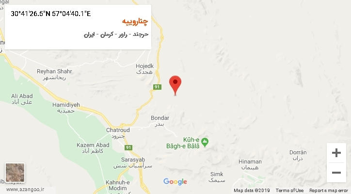 روستای چناروییه بر روی نقشه