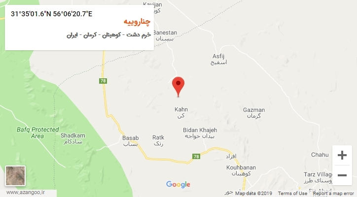 روستای چناروییه بر روی نقشه