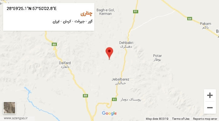 روستای چناری بر روی نقشه