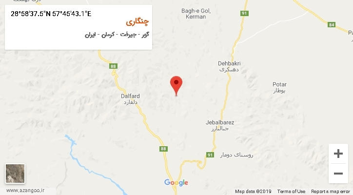 روستای چنگاری بر روی نقشه