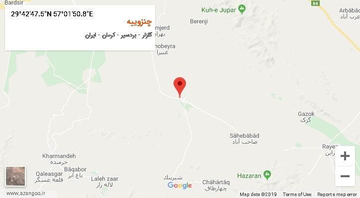 روستای چنزوییه بر روی نقشه