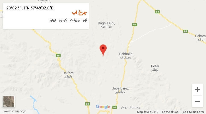 روستای چرخ اب بر روی نقشه