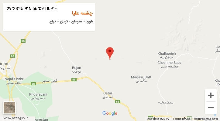 روستای چشمه علیا بر روی نقشه