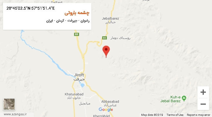 روستای چشمه باروتی بر روی نقشه