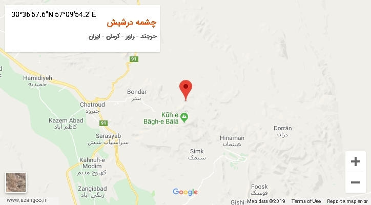 روستای چشمه درشیش بر روی نقشه