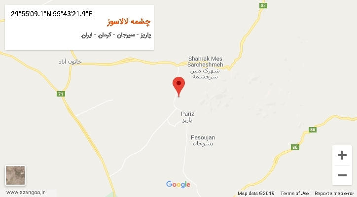 روستای چشمه لالاسوز بر روی نقشه