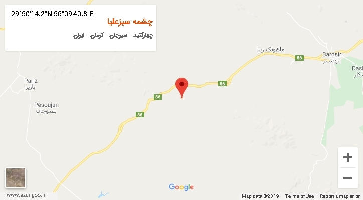 روستای چشمه سبزعلیا بر روی نقشه