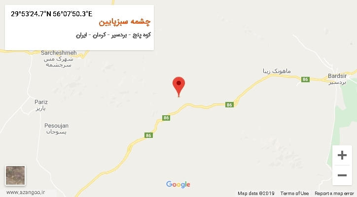 روستای چشمه سبزپایین بر روی نقشه