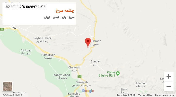 روستای چشمه سرخ بر روی نقشه