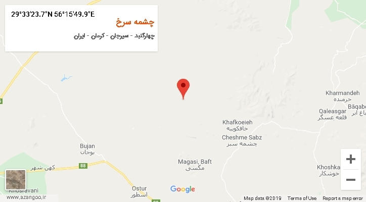 روستای چشمه سرخ بر روی نقشه