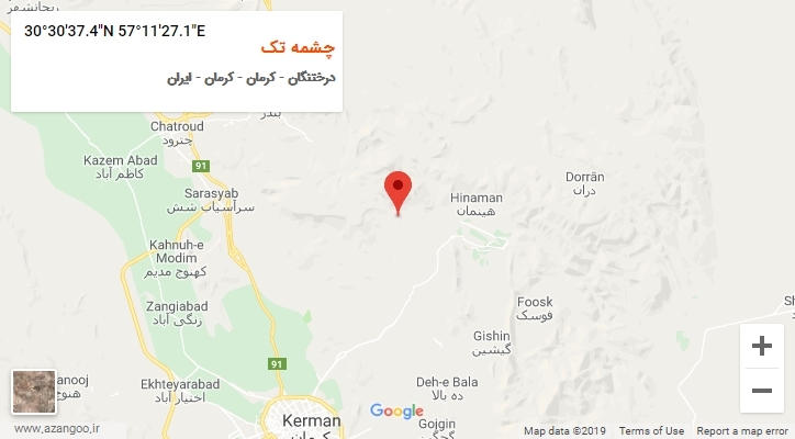 روستای چشمه تک بر روی نقشه