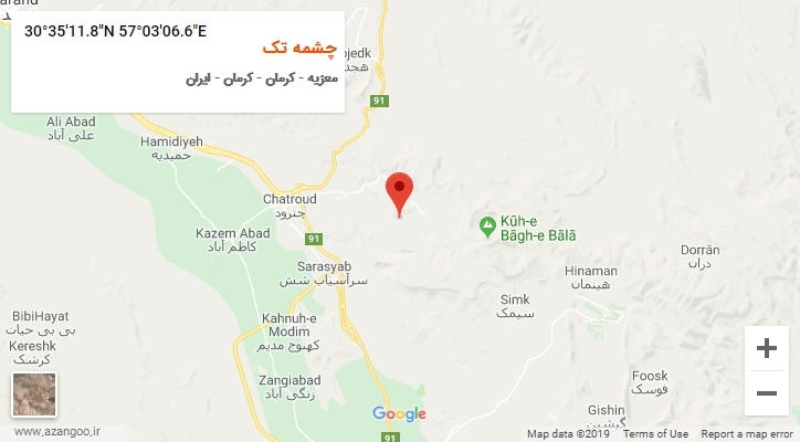 روستای چشمه تک بر روی نقشه