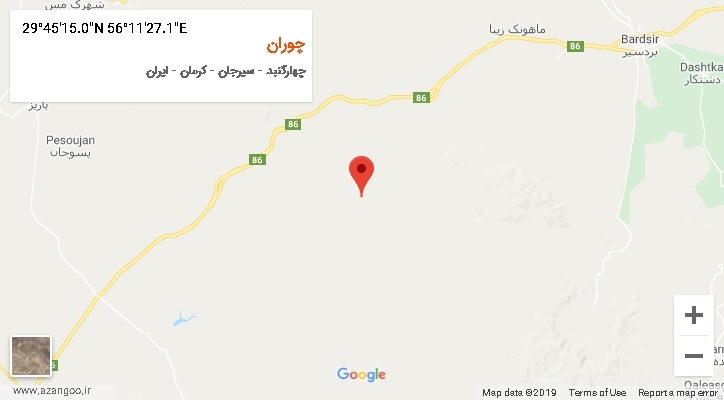 روستای چوران بر روی نقشه