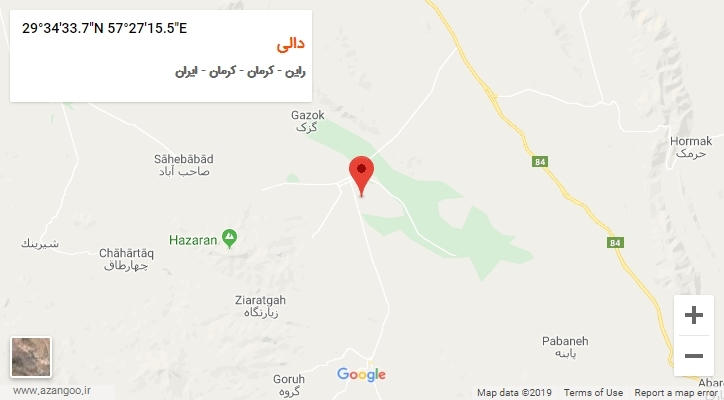 روستای دالی بر روی نقشه
