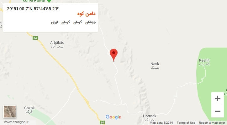 روستای دامن کوه بر روی نقشه