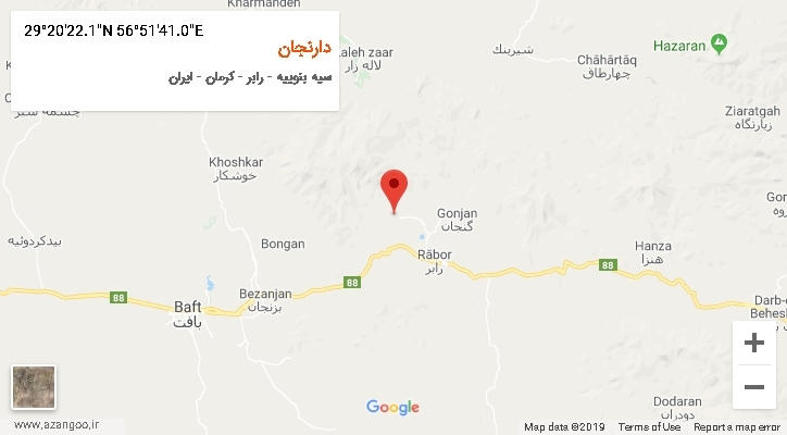 روستای دارنجان بر روی نقشه