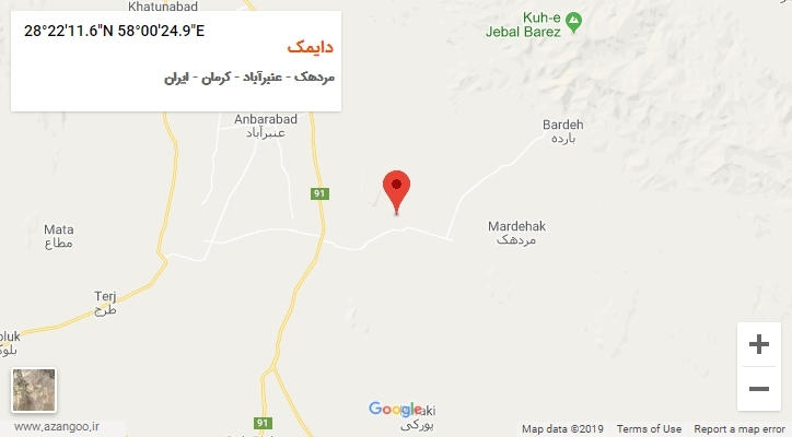 روستای دایمک بر روی نقشه