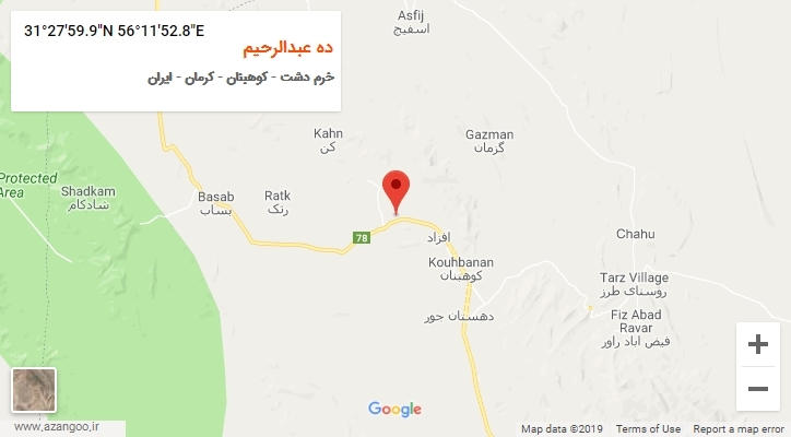 روستای ده عبدالرحیم بر روی نقشه