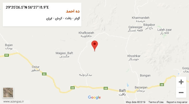 روستای ده احمد بر روی نقشه