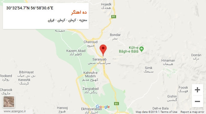 روستای ده اهنگر بر روی نقشه