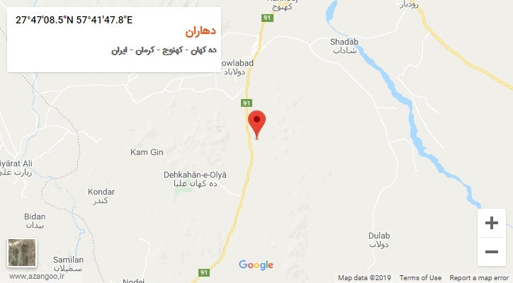 روستای دهاران بر روی نقشه