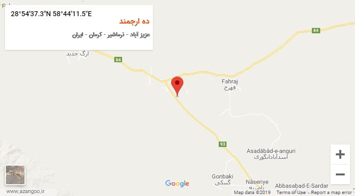 روستای ده ارجمند بر روی نقشه