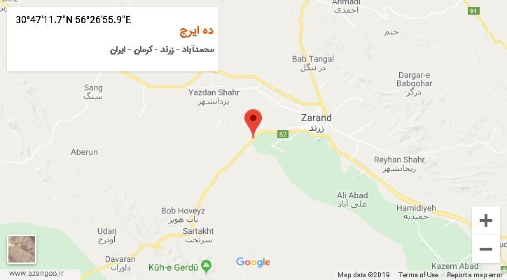 روستای ده ایرج بر روی نقشه