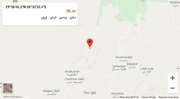 روستای ده بالا بر روی نقشه