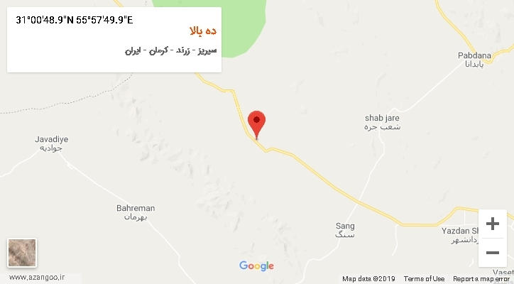 روستای ده بالا بر روی نقشه