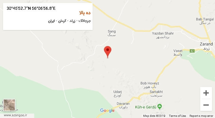 روستای ده بالا بر روی نقشه