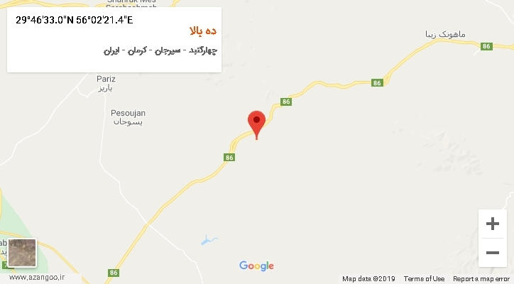 روستای ده بالا بر روی نقشه